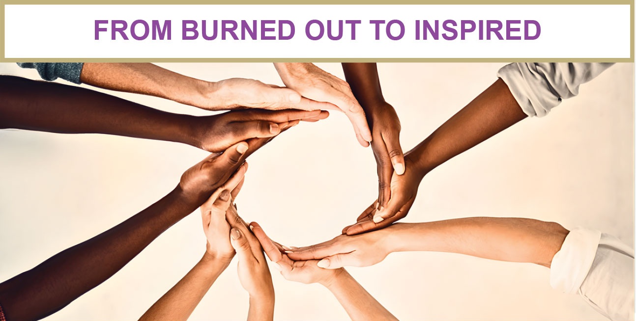 Circle of joined hands symbolizing support, resilience, and renewed purpose in leadership