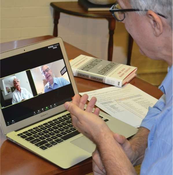 Virtual executive coaching session conducted over video conference